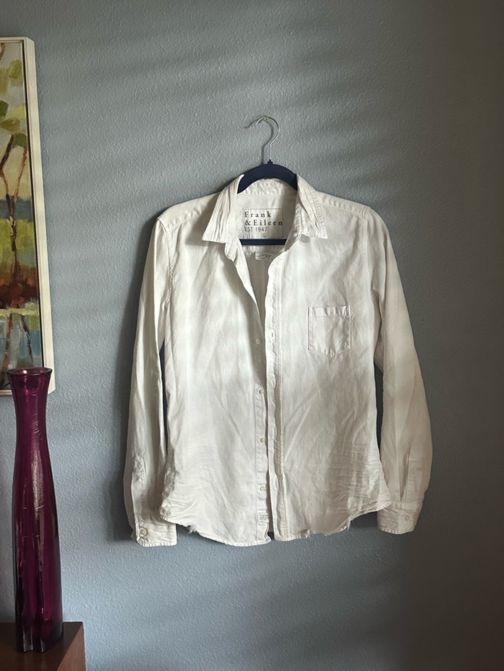 Frank & Eileen Barry White LG 100% Luxurious Cotton Button Down Long Sleeve USA